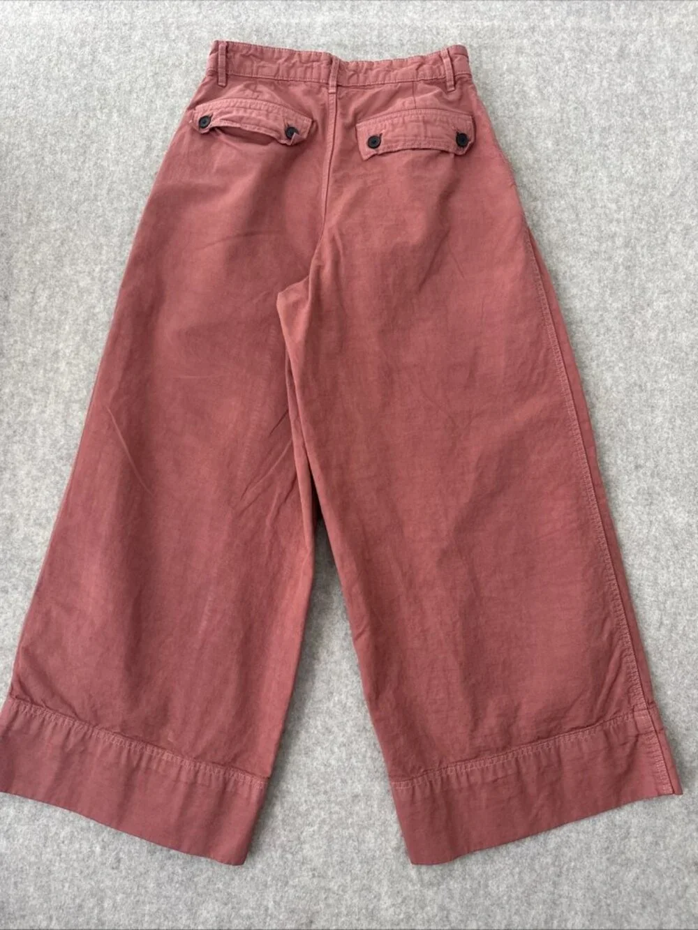 Everlane Linen Blend Pants Womens 2 Garment Dyed Pleated Wide Leg Ankle Length